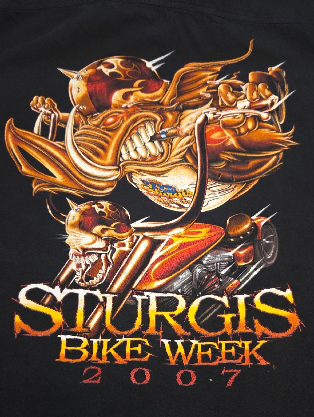 LIVE TO RIDE Sturgis Bike Week 2007 Sleeveless Graphic Button Shirt Mens 5XL
